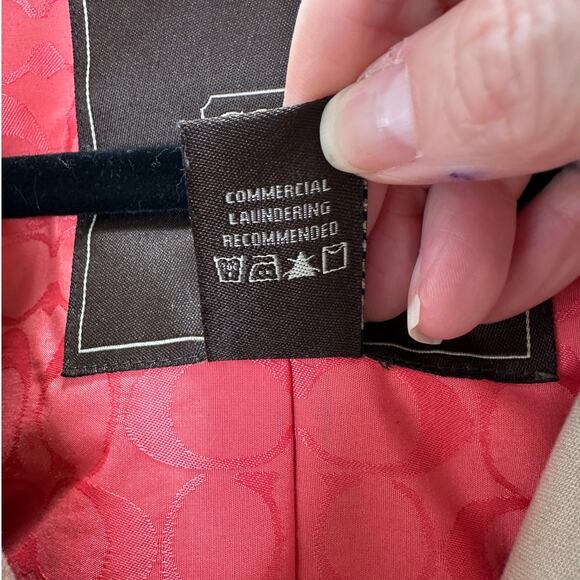 Coach Tan Double Breasted Tie Belt Trench Coat Gold Buttons Small - Picture 8 of 16